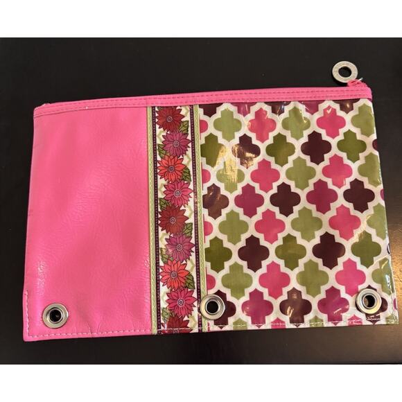 Vera Bradley HELLO DAHLIA PENCIL POUCH Frill 3-Ring Binder School Case - Picture 3 of 4